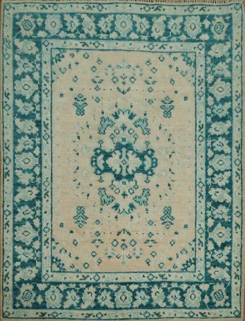 Vegetable Dye Oushak Turkish Foyer Rug 3x4