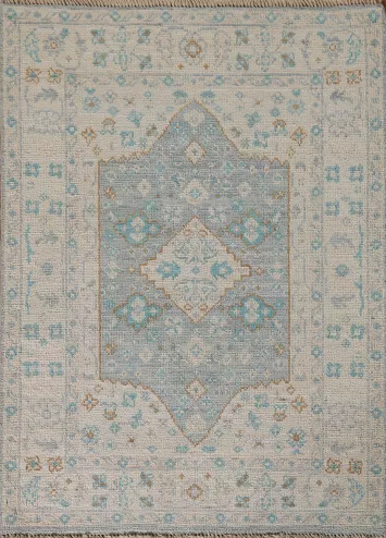 Vegetable Dye Oushak Turkish Foyer Rug 3x4