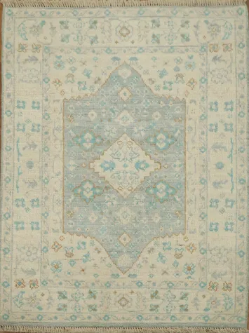 Vegetable Dye Oushak Turkish Foyer Rug 3x4