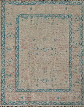 Vegetable Dye Oushak Turkish Accent Rug 3x4