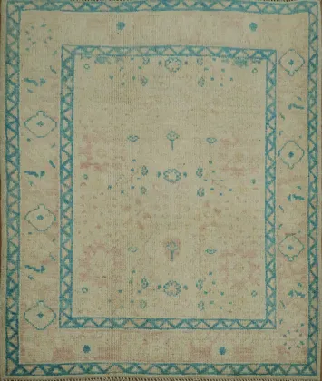 Vegetable Dye Oushak Turkish Accent Rug 3x4