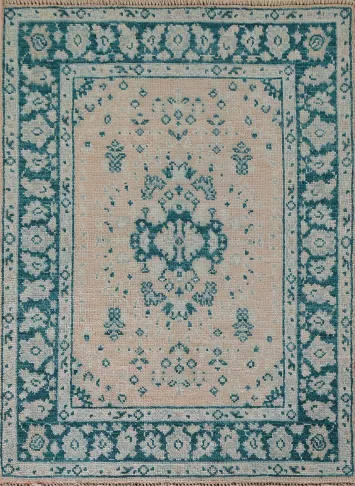Vegetable Dye Oushak Turkish Accent Rug 3x4