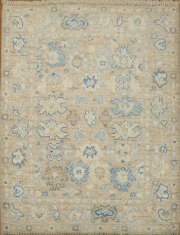 Vegetable Dye Oushak Turkish Foyer Rug 3x4