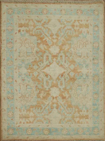 Vegetable Dye Oushak Turkish Wool Rug 3x4