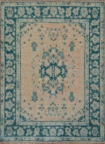 Vegetable Dye Oushak Turkish Accent Rug 3x4