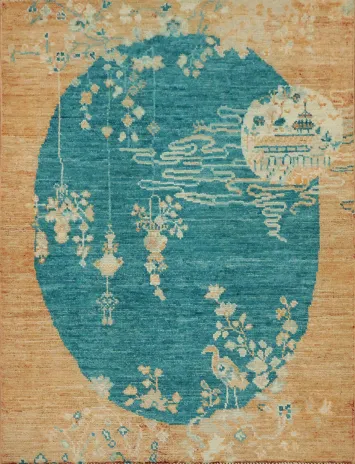 Vegetable Dye Oushak Turkish Foyer Rug 3x4