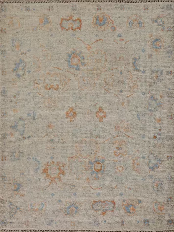 Muted Turkish Oushak Vegetable Dye Accent Rug 3x4