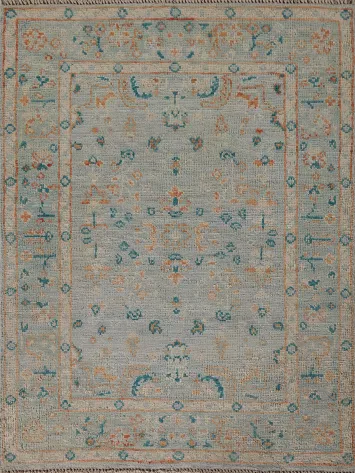 Vegetable Dye Oushak Turkish Accent Rug 3x4