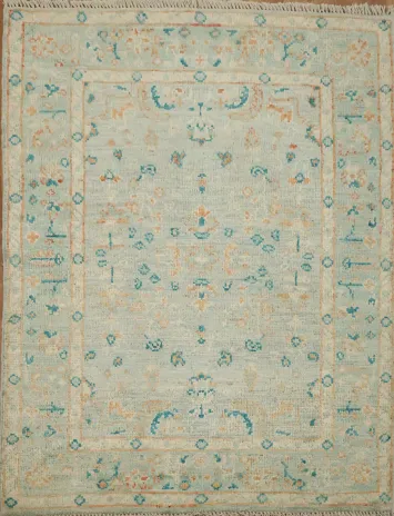 Vegetable Dye Oushak Turkish Accent Rug 3x4