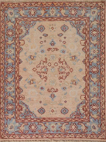 Vegetable Dye Oushak Turkish Foyer Rug 3x4