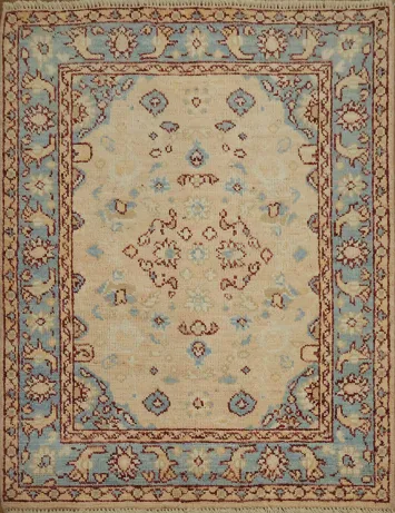 Vegetable Dye Oushak Turkish Foyer Rug 3x4