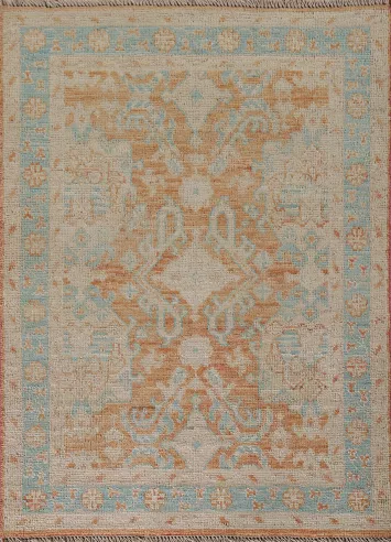 Vegetable Dye Oushak Turkish Foyer Rug 3x4