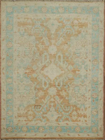 Vegetable Dye Oushak Turkish Foyer Rug 3x4