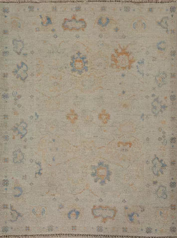 Vegetable Dye Oushak Accent Turkish Rug 3x4