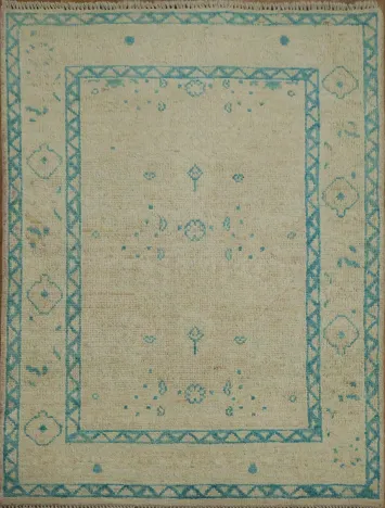Vegetable Dye Oushak Turkish Foyer Rug 3x4