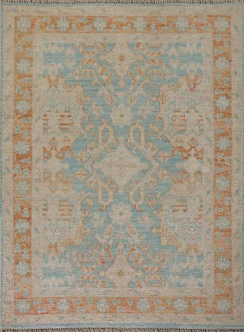 Vegetable Dye Oushak Turkish Accent Rug 3x4