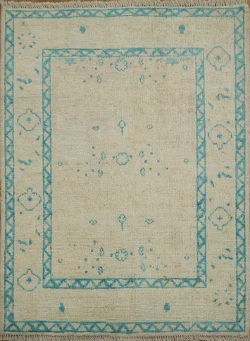 Vegetable Dye Oushak Accent Turkish Rug 3x4
