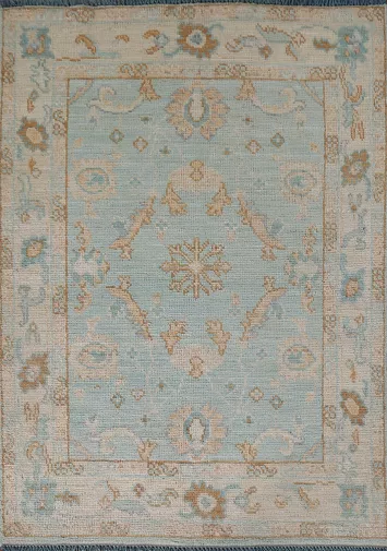 Vegetable Dye Oushak Turkish Foyer Rug 3x4