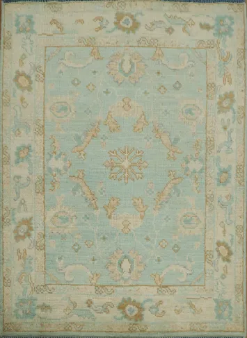 Vegetable Dye Oushak Turkish Foyer Rug 3x4