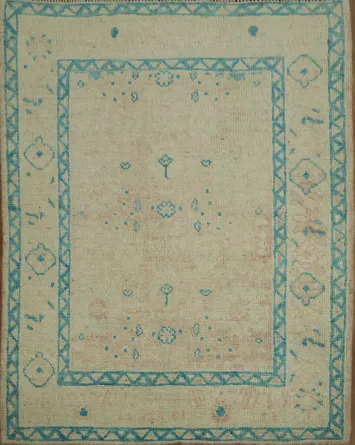 Vegetable Dye Oushak Turkish Foyer Rug 3x4