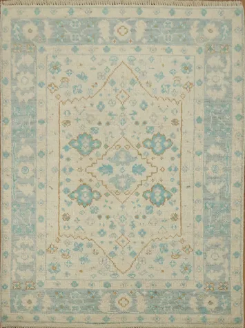 Vegetable Dye Oushak Turkish Foyer Rug 3x4