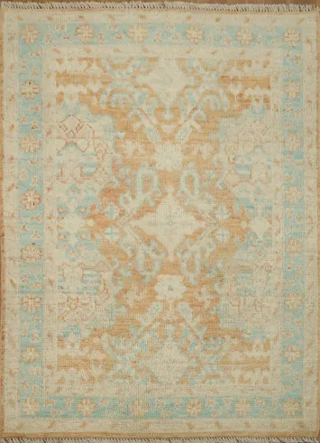Vegetable Dye Oushak Turkish Accent Rug 3x4