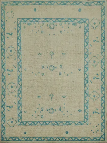 Vegetable Dye Oushak Turkish Foyer Rug 3x4