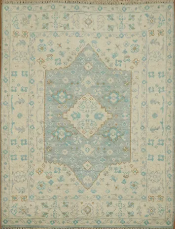 Vegetable Dye Oushak Turkish Foyer Rug 3x4