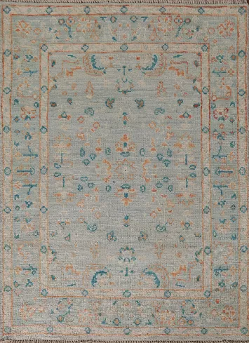 Vegetable Dye Oushak Turkish Foyer Rug 3x4