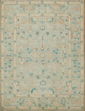 Vegetable Dye Oushak Turkish Foyer Rug 3x4