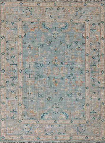 Vegetable Dye Oushak Turkish Foyer Rug 3x4