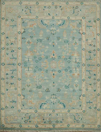 Vegetable Dye Oushak Turkish Foyer Rug 3x4