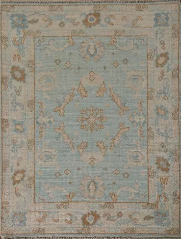 Vegetable Dye Oushak Turkish Foyer Rug 3x4