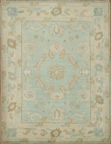 Vegetable Dye Oushak Turkish Foyer Rug 3x4
