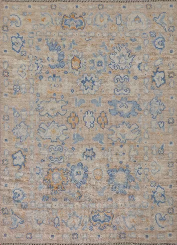 Vegetable Dye Oushak Turkish Accent Rug 3x4