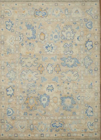 Vegetable Dye Oushak Turkish Accent Rug 3x4