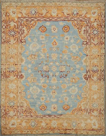Vegetable Dye Oushak Turkish Foyer Rug 3x4