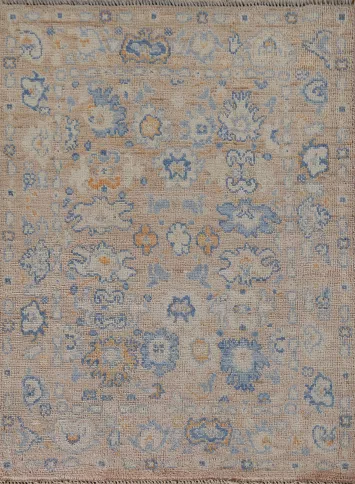 Vegetable Dye Oushak Turkish Foyer Rug 3x4