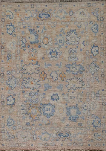 Vegetable Dye Oushak Turkish Accent Rug 2x4