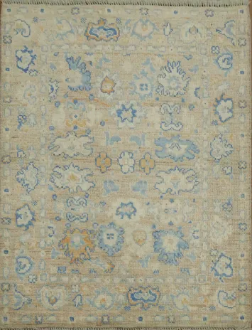 Vegetable Dye Oushak Turkish Rug 3x4
