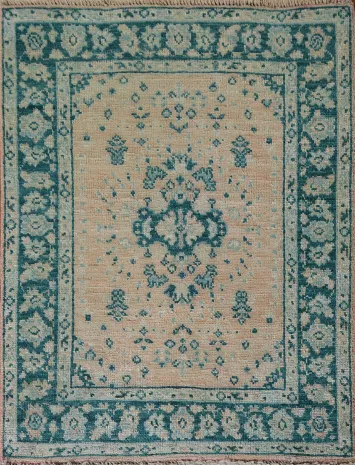 Vegetable Dye Oushak Turkish Accent Rug 3x4