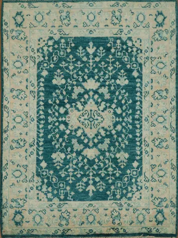 Vegetable Dye Oushak Turkish Foyer Rug 3x4