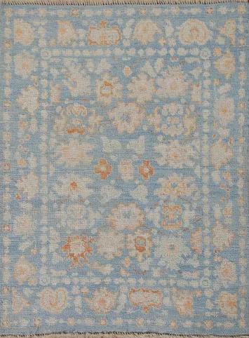 Vegetable Dye Oushak Turkish Foyer Rug 3x4