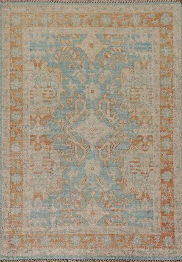 Vegetable Dye Oushak Turkish Rug 3x4