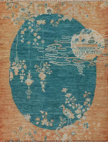 Animal Pictorial Oushak Vegetable Dye Foyer Rug 3x4