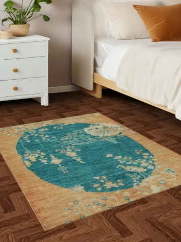 Animal Pictorial Oushak Vegetable Dye Foyer Rug 3x4