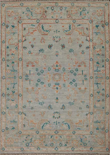 Vegetable Dye Oushak Turkish Foyer Rug 3x4