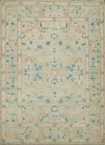 Vegetable Dye Oushak Turkish Foyer Rug 3x4