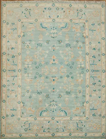 Vegetable Dye Oushak Turkish Foyer Rug 3x4
