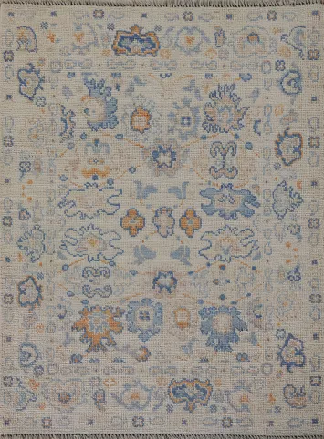 Vegetable Dye Oushak Turkish Foyer Rug 3x4